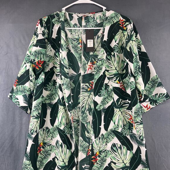 New! Rachel Zoe Floral Plants Cardigan Kimono Duster Cover Up Open Front OSFM - Picture 3 of 10